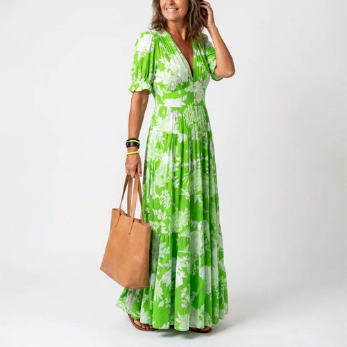 Agnes pleated floral maxi dress - side view