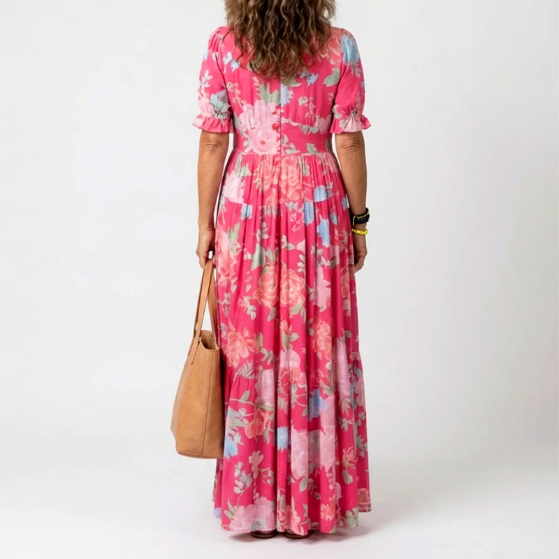Agnes pleated floral maxi dress - full look