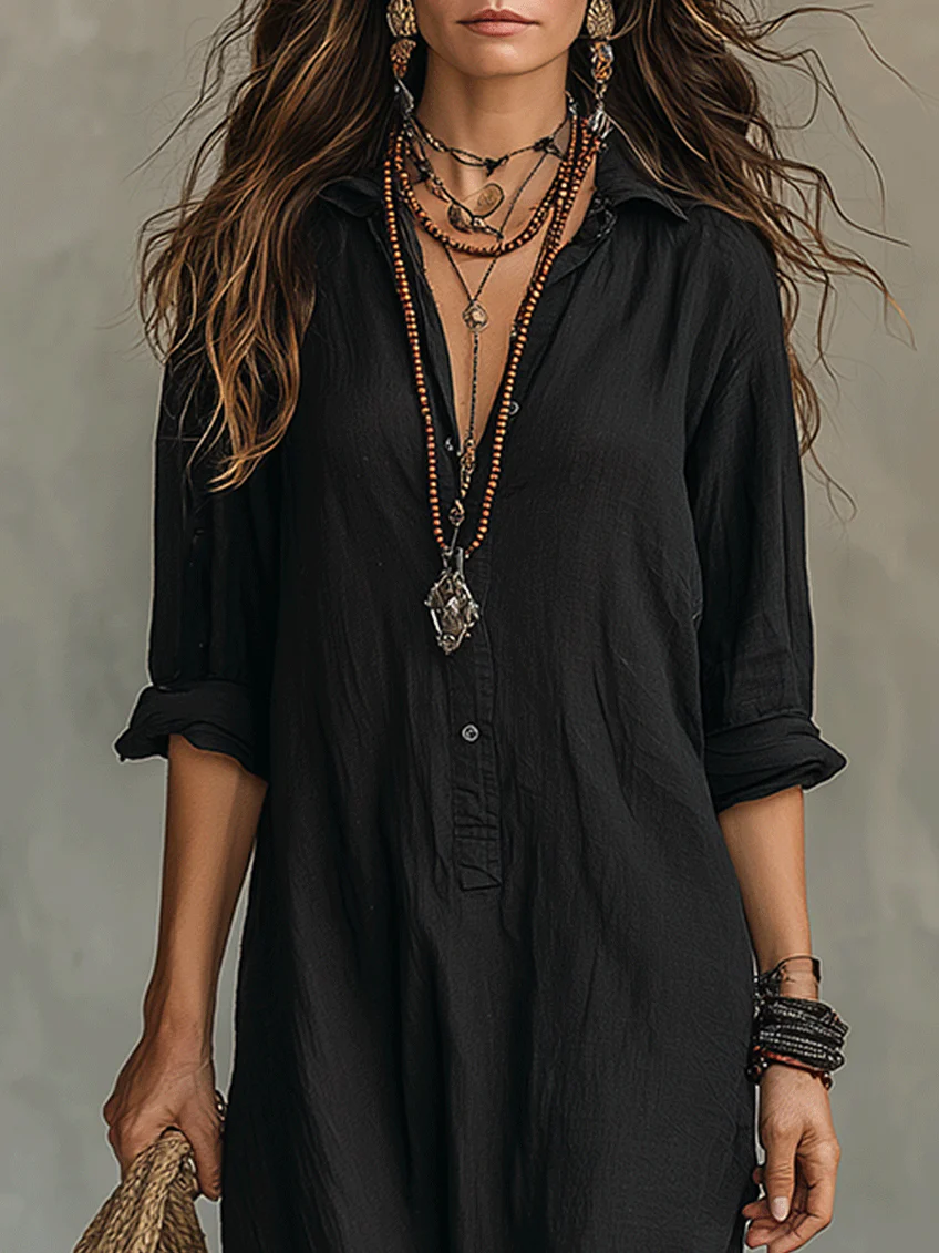 alba button front maxi shirt dress - fabric detail