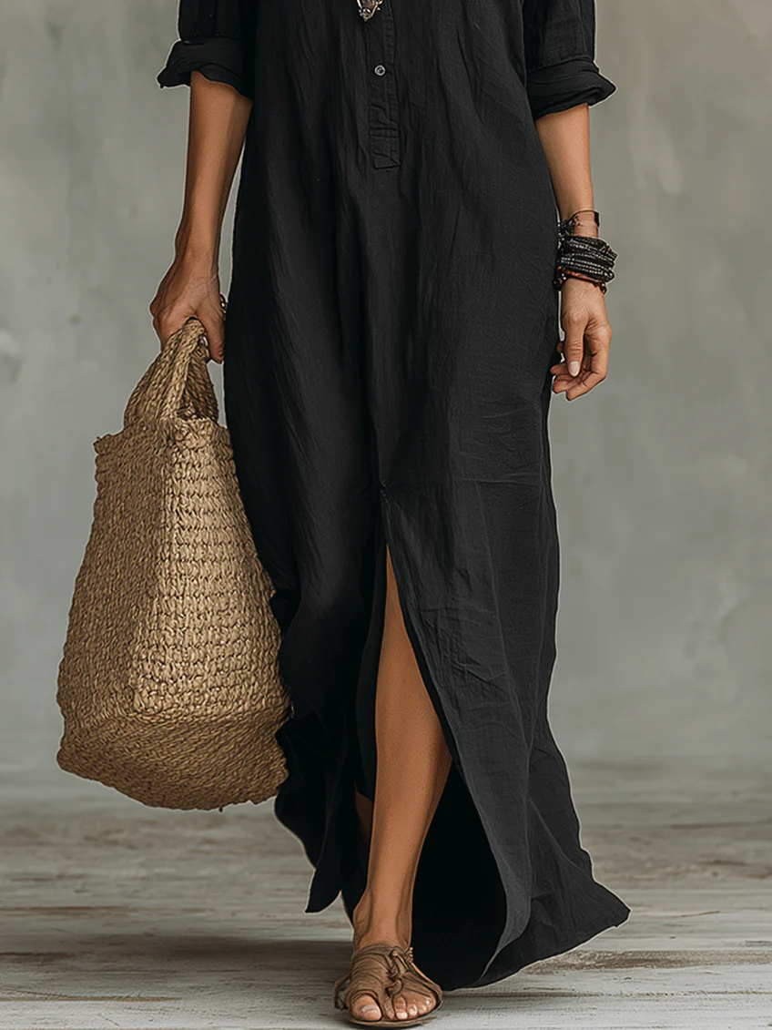 alba button front maxi shirt dress - color option
