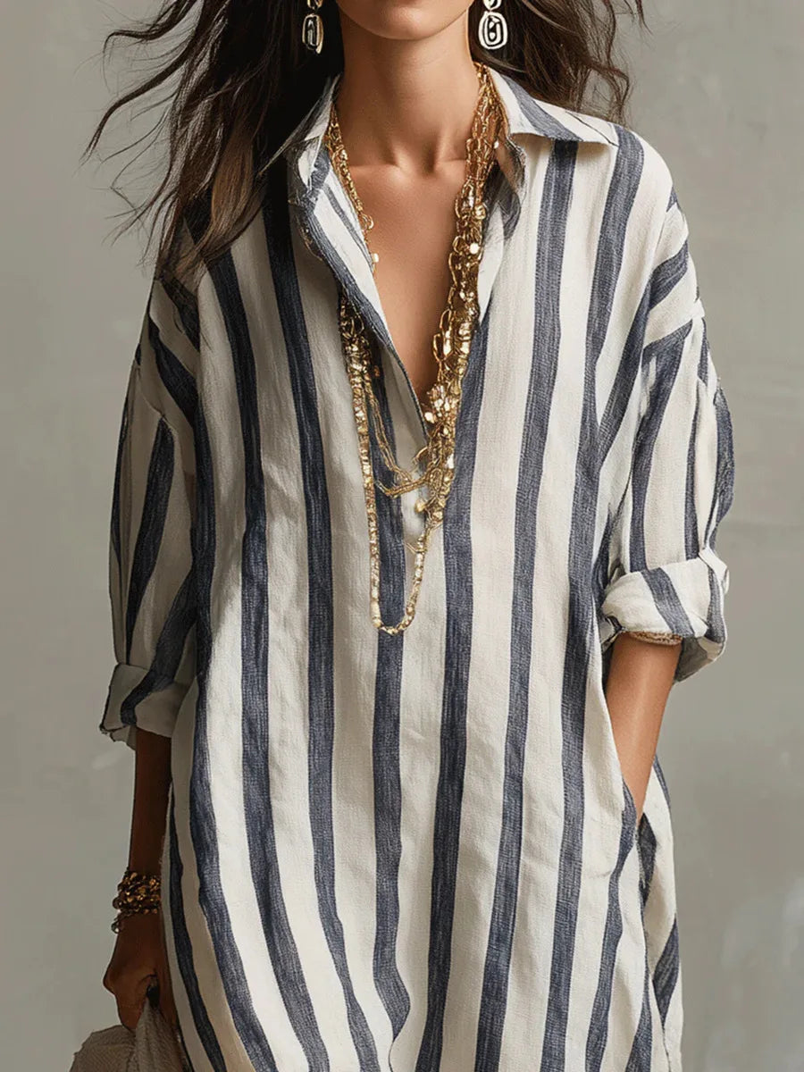 Alicia striped shirt midi dress - back view