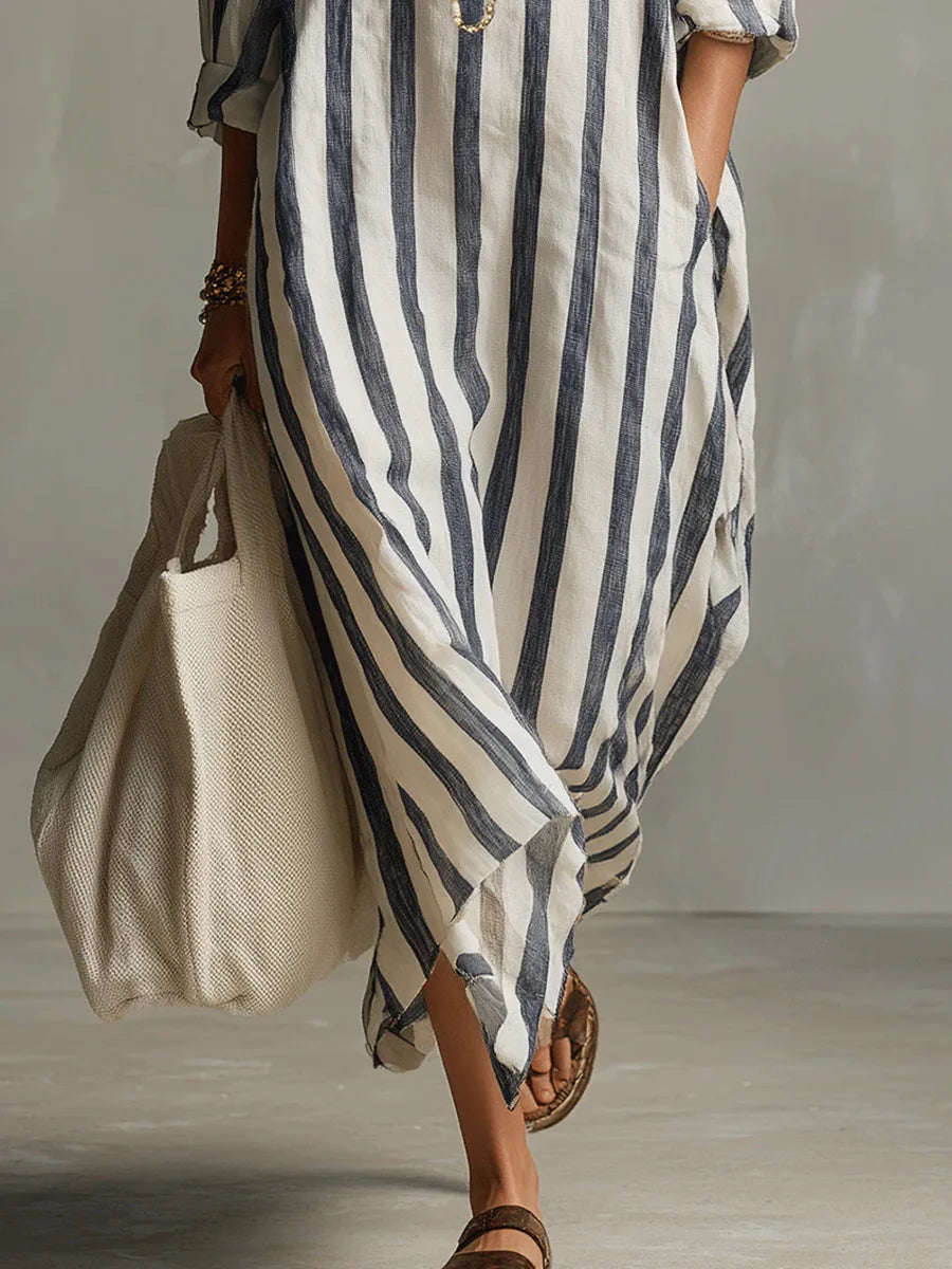 Alicia striped shirt midi dress - fabric detail