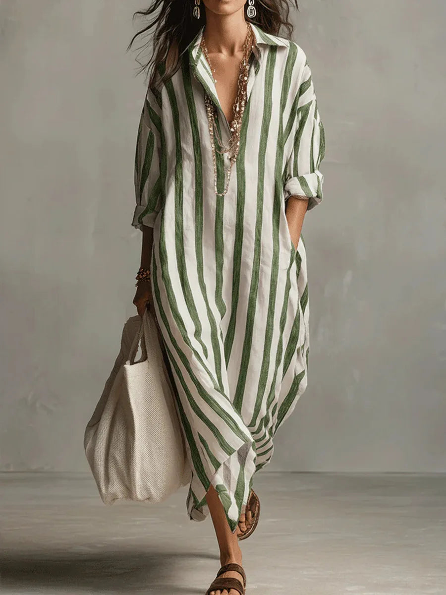 Alicia striped shirt midi dress - styled outfit