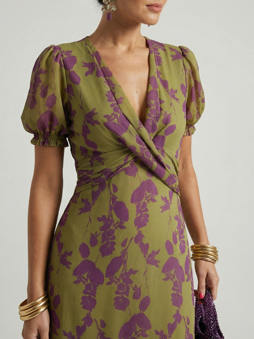 Anna V-neck wrap midi dress - back view