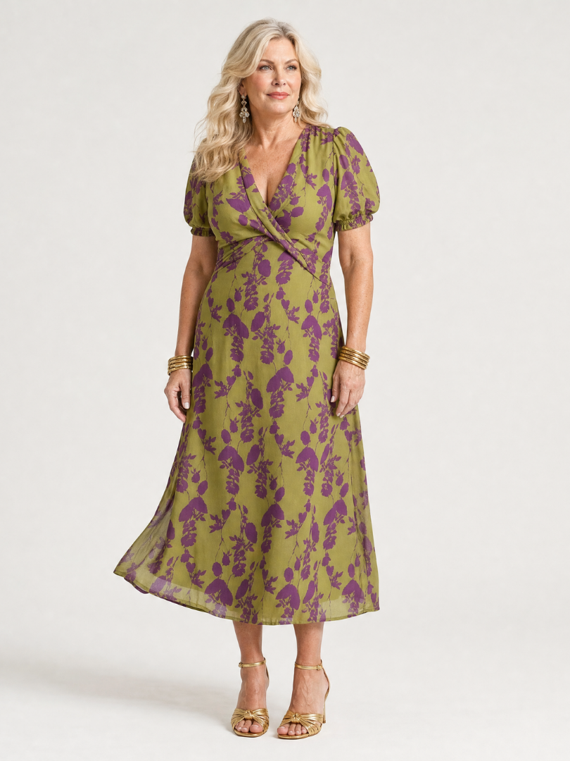 Anna V-neck wrap midi dress - styled outfit