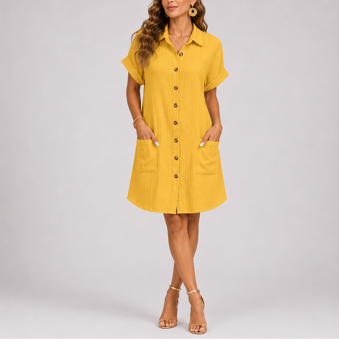 Anneliese relaxed fit shirt dress with pockets - full look