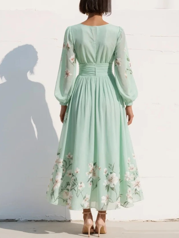 Anouk floral V neck midi dress - side view