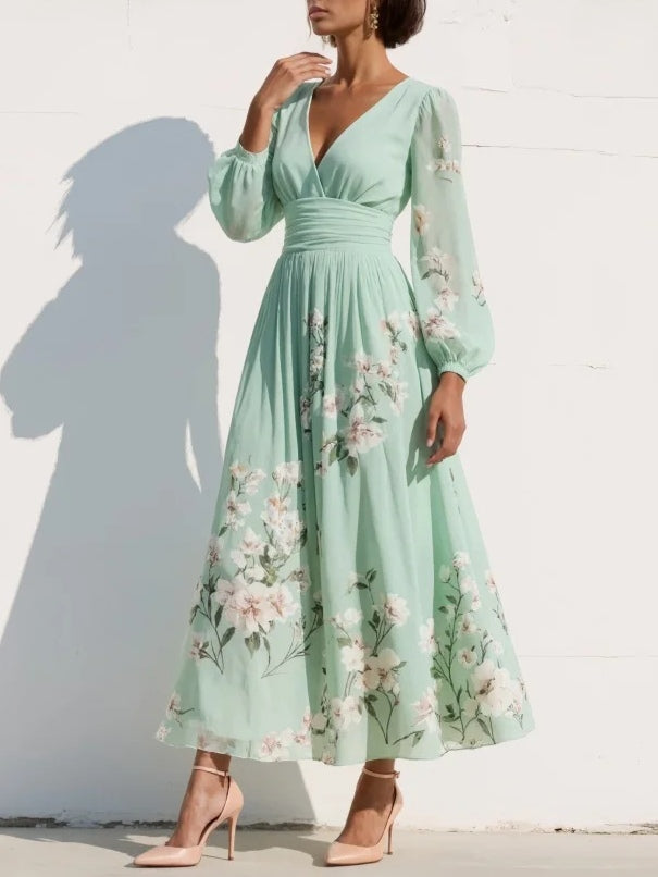 Anouk floral V neck midi dress - back view