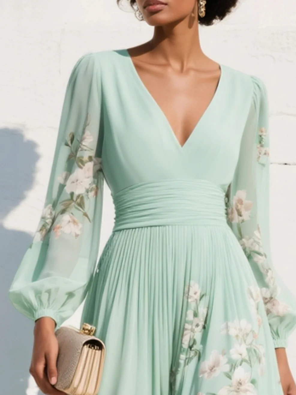 Anouk floral V neck midi dress - styled outfit