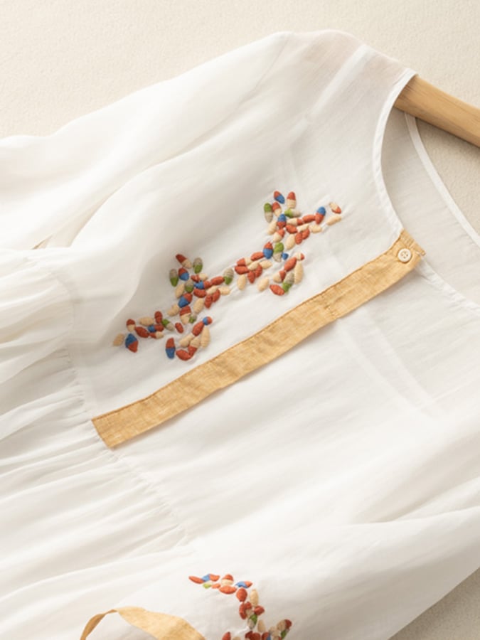 Antonia embroidered linen midi dress - color options