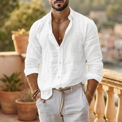 Aurelio cotton-linen polo - front view
