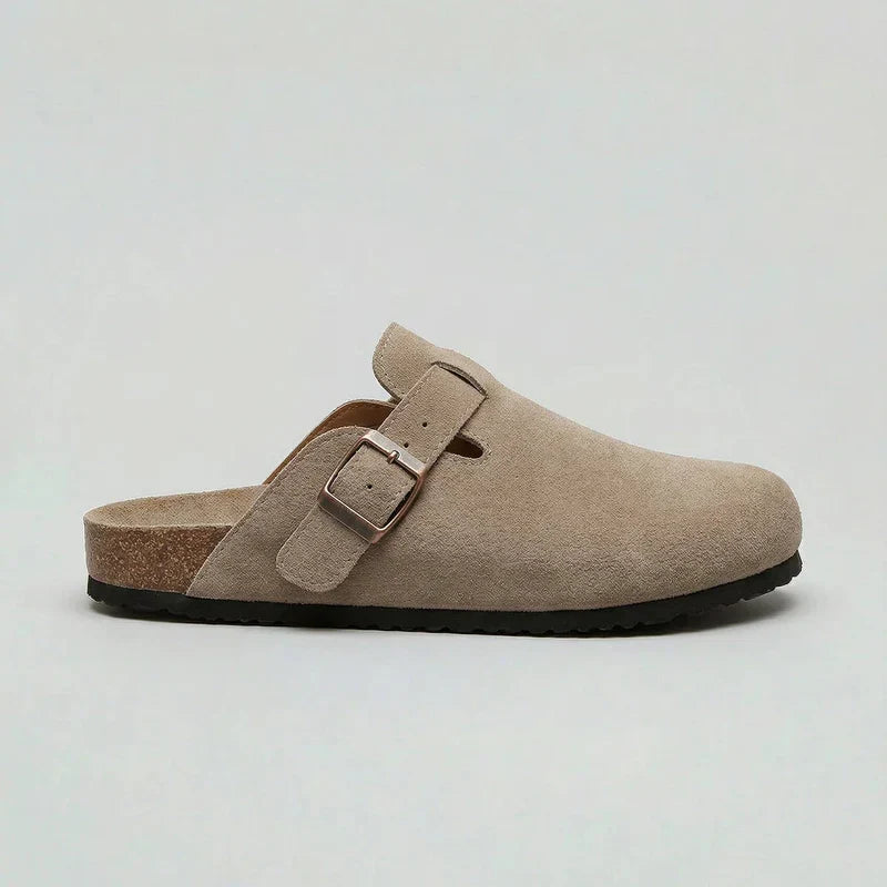 Basira unisex suede clogs - front view