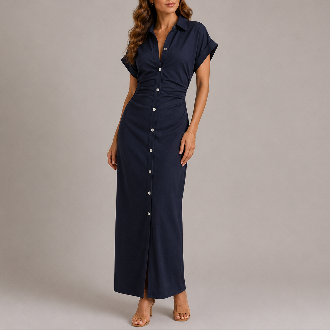 Beatrix tailored shirt midi dress - front view