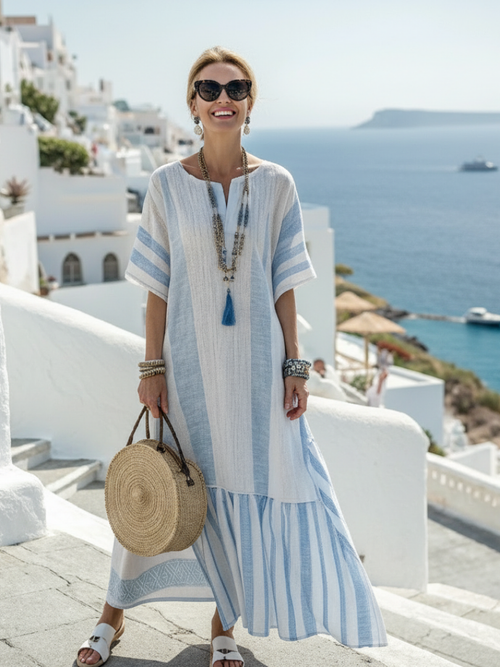 Berta striped maxi dress - front view