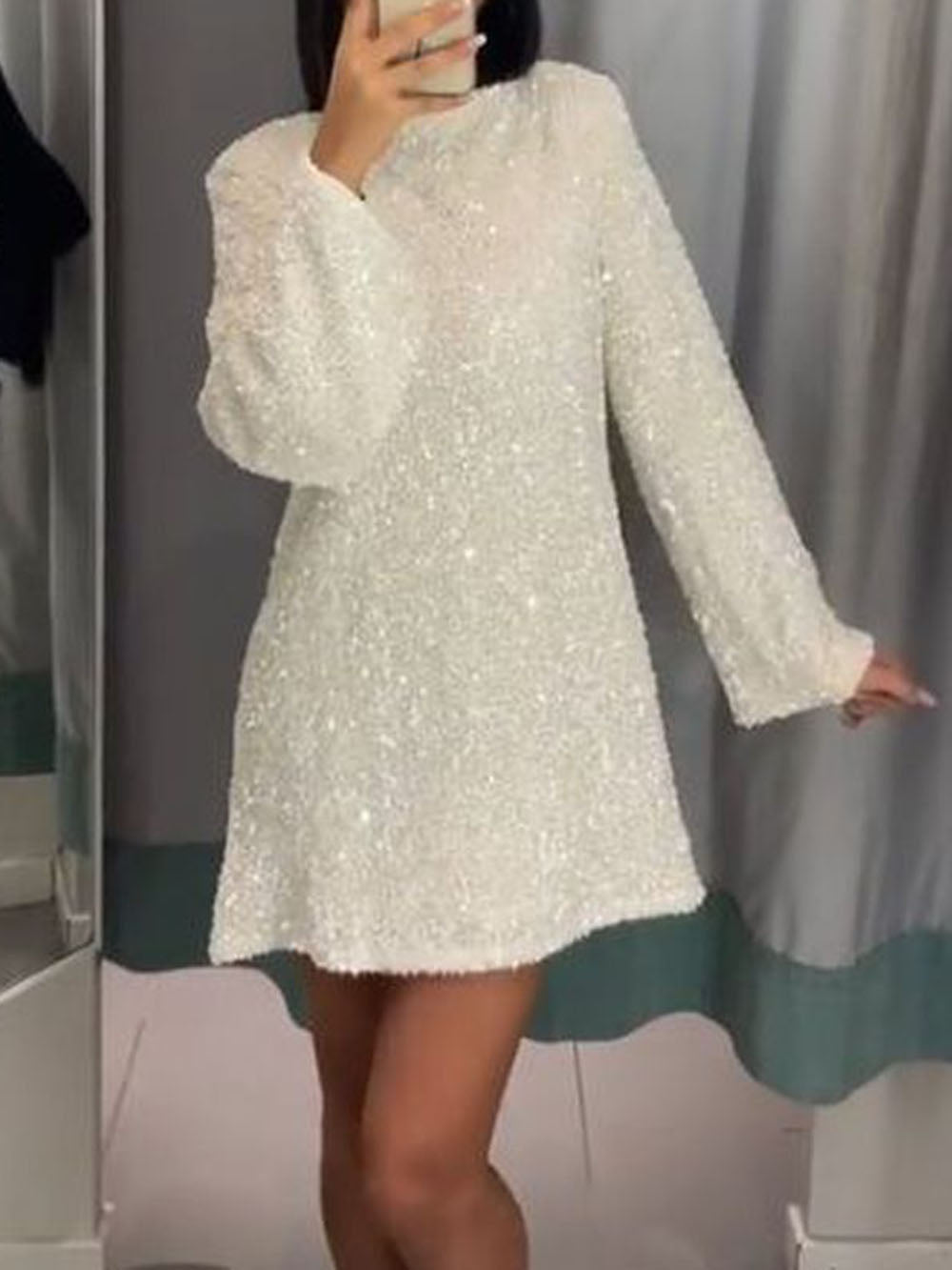 Bettina sequin open back mini dress - close up