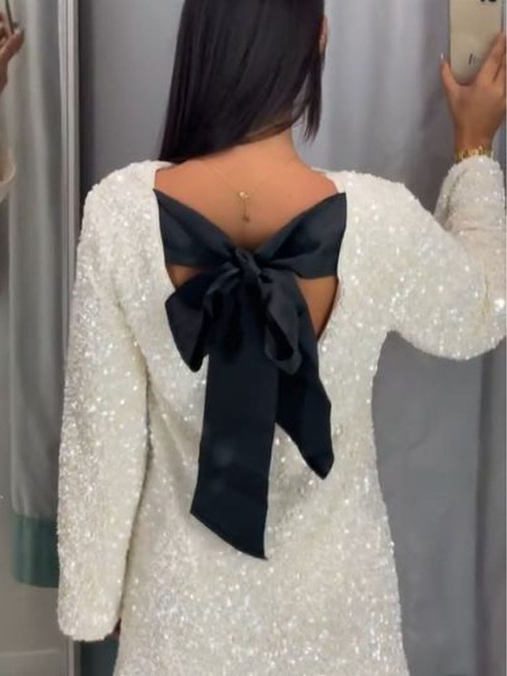 Bettina sequin open back mini dress - additional angle 1