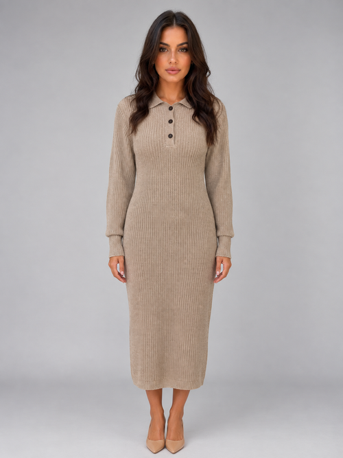 Bronwyn knitted jumper midi dress - front view