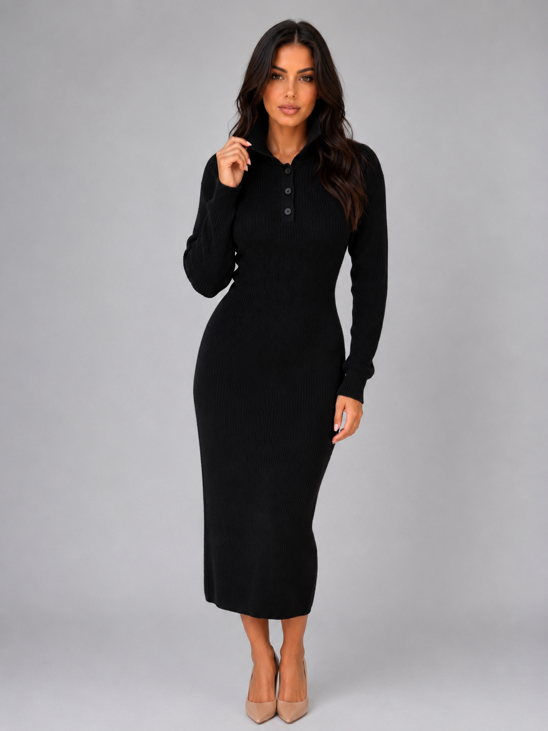 Bronwyn knitted jumper midi dress - styled outfit