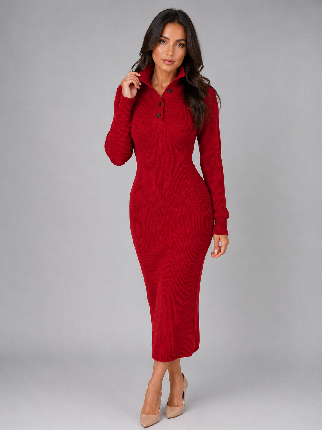 Bronwyn knitted jumper midi dress - full look
