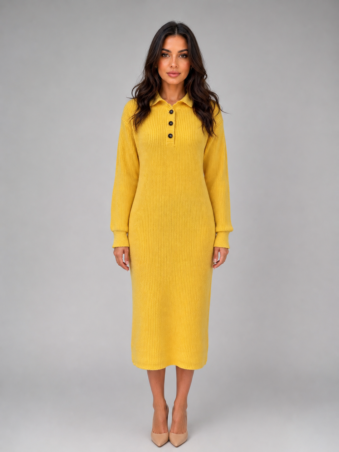 Bronwyn knitted jumper midi dress - close up