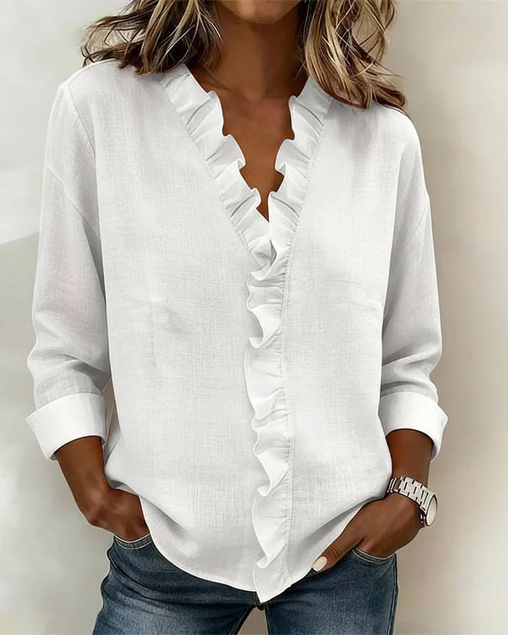 Calliope V-neck lace top - side view