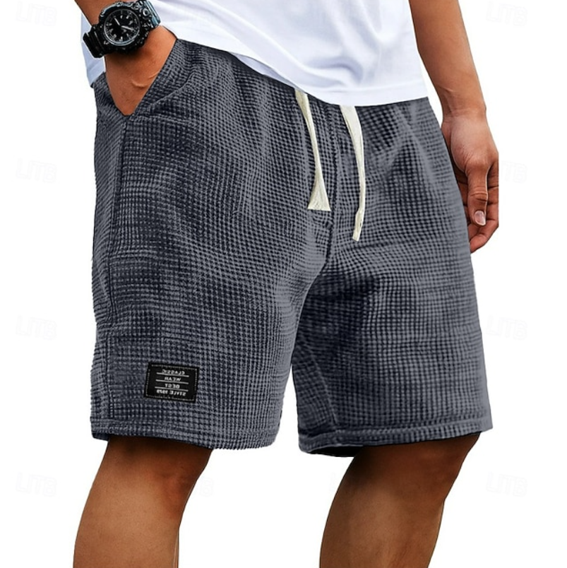 Caspian waffle-textured shorts - front view