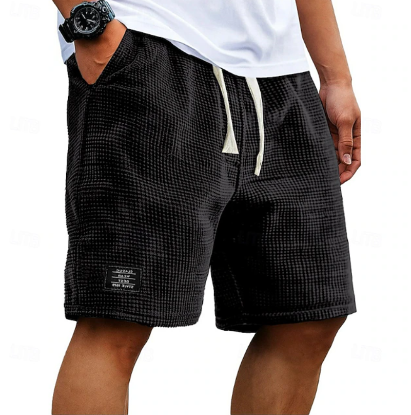 Caspian waffle-textured shorts - back view