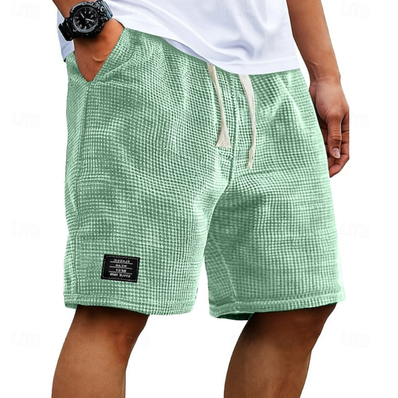 Caspian waffle-textured shorts - styled view