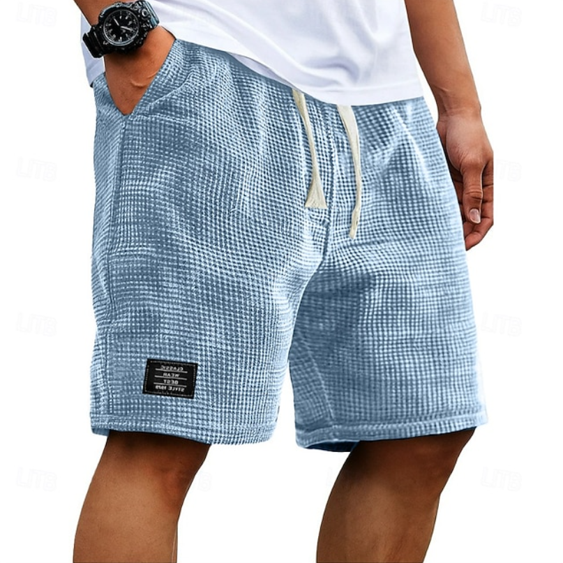 Caspian waffle-textured shorts - styled view