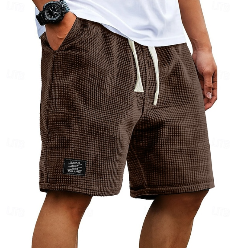 Caspian waffle-textured shorts - styled view