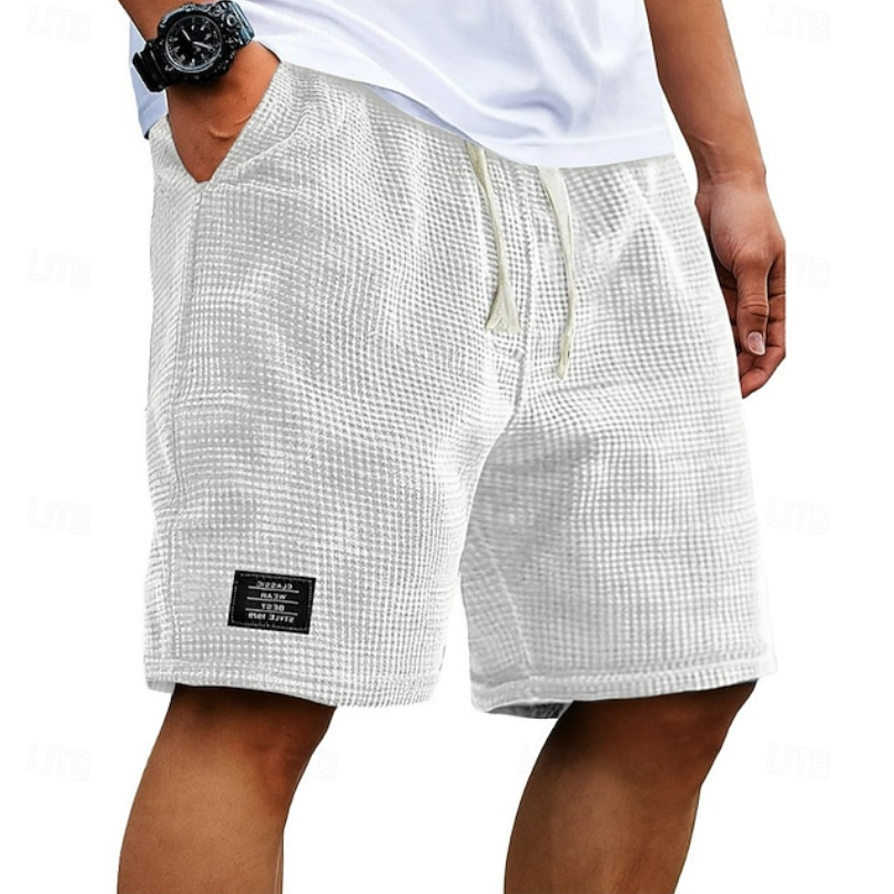 Caspian waffle-textured shorts - styled view