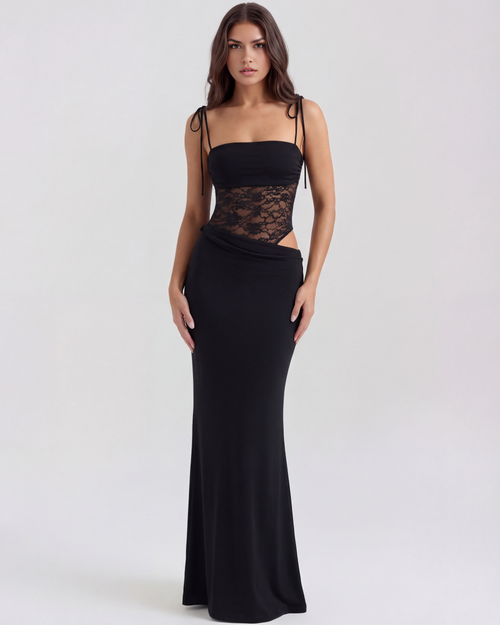 Cassandra lace wedding guest maxi dress - side view