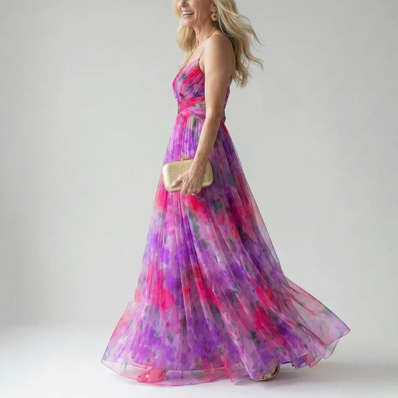 Celine mesh watercolor maxi dress - additional angle 2