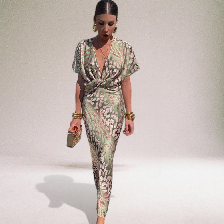 Chelsea twist front wrap maxi dress - front view