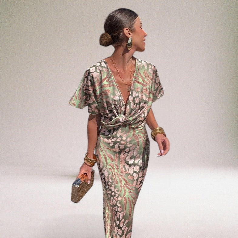 Chelsea twist front wrap maxi dress - twist detail