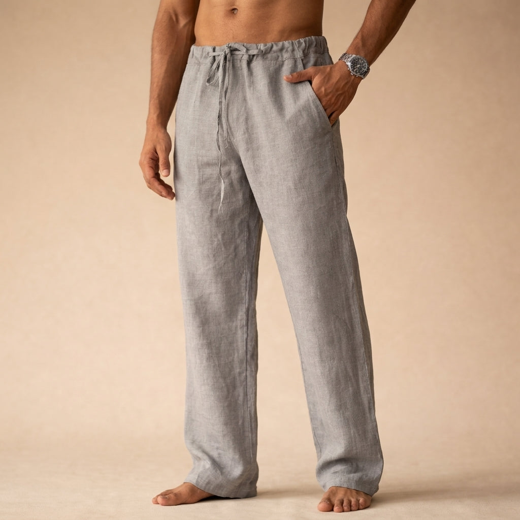 Cillian linen track pants - styled view