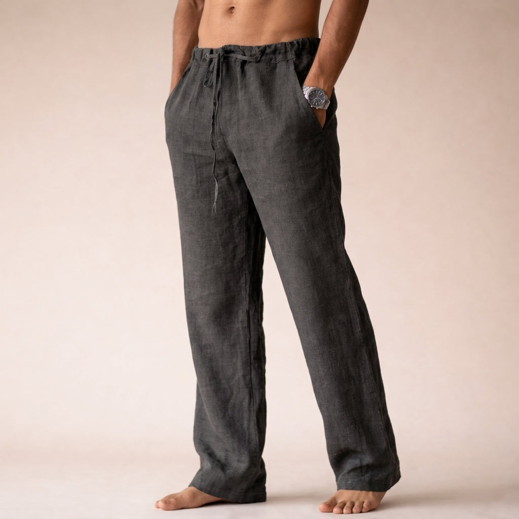 Cillian linen track pants - styled view