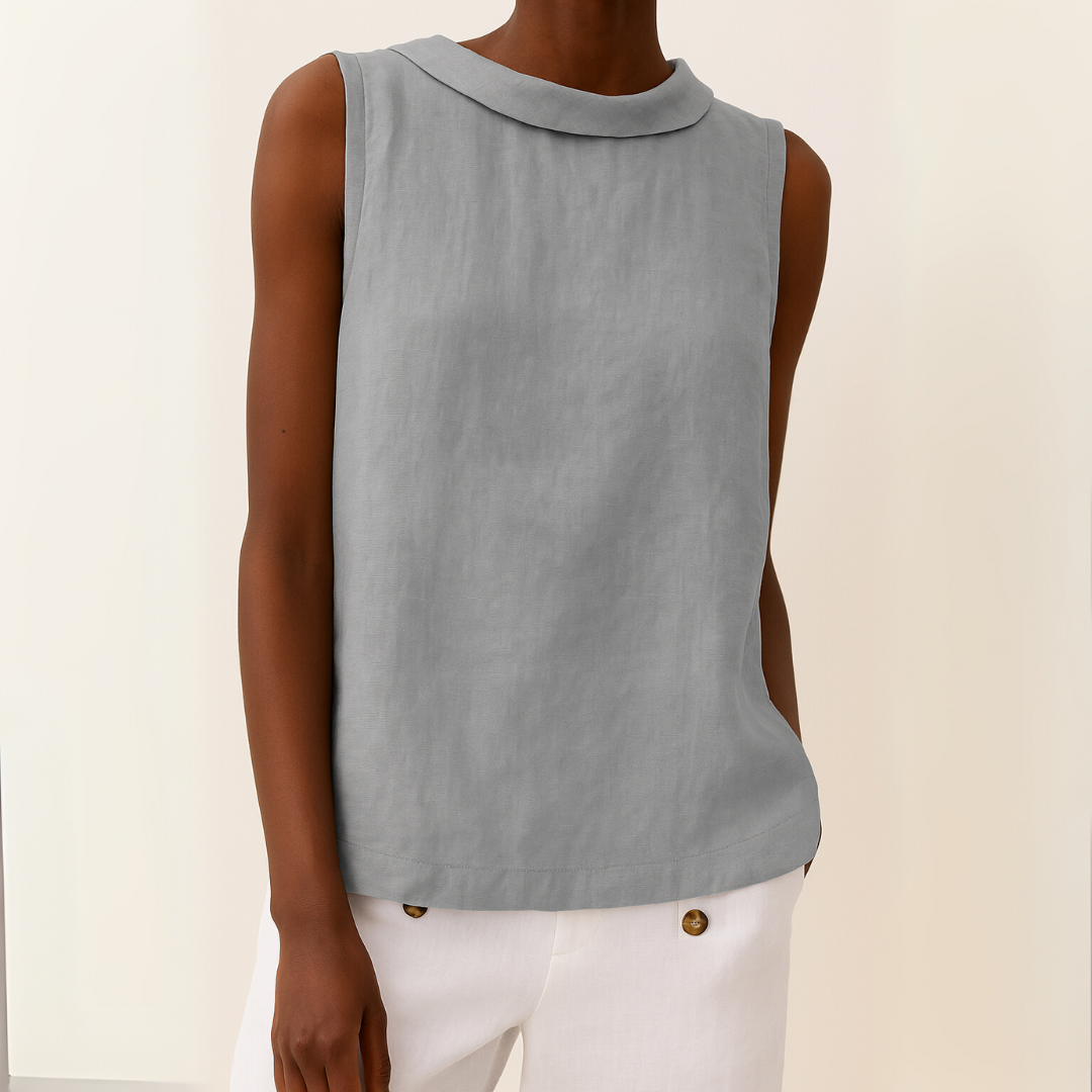 Columbine roll-collar going-out top - front view