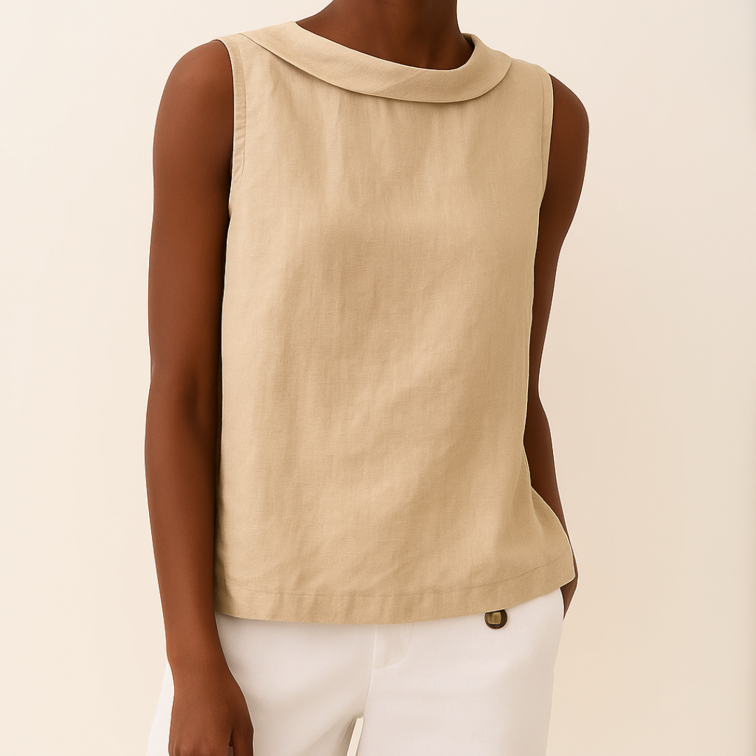 Columbine roll-collar going-out top - back view