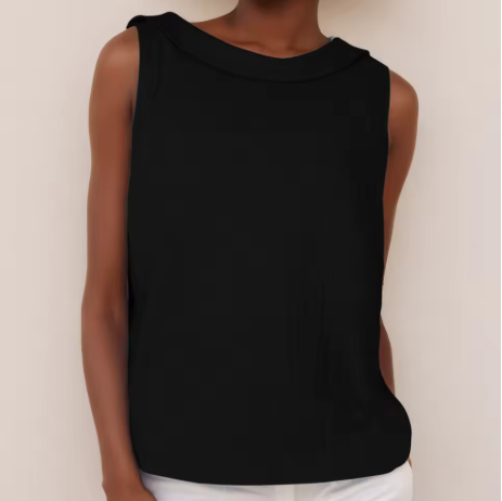 Columbine roll-collar going-out top - styled view
