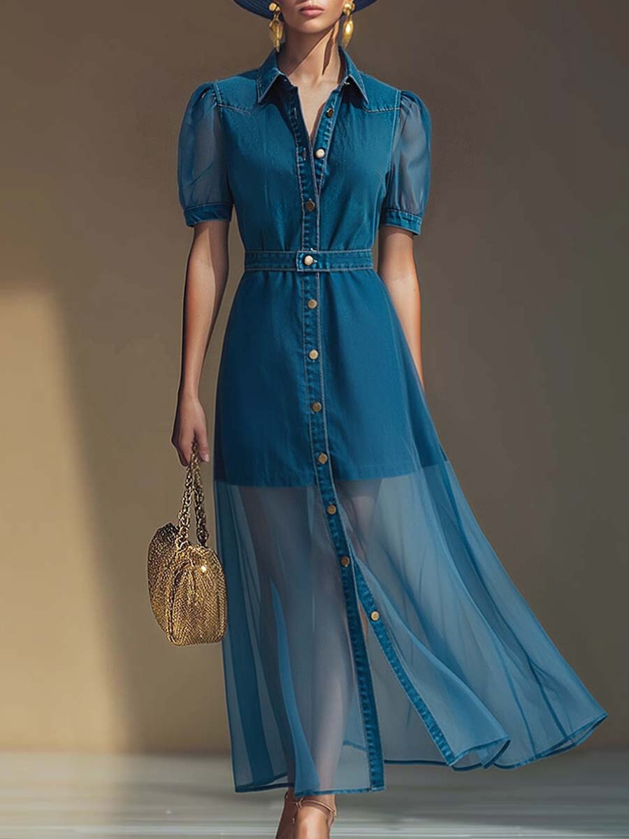 Viola button front V neck maxi dress - front view