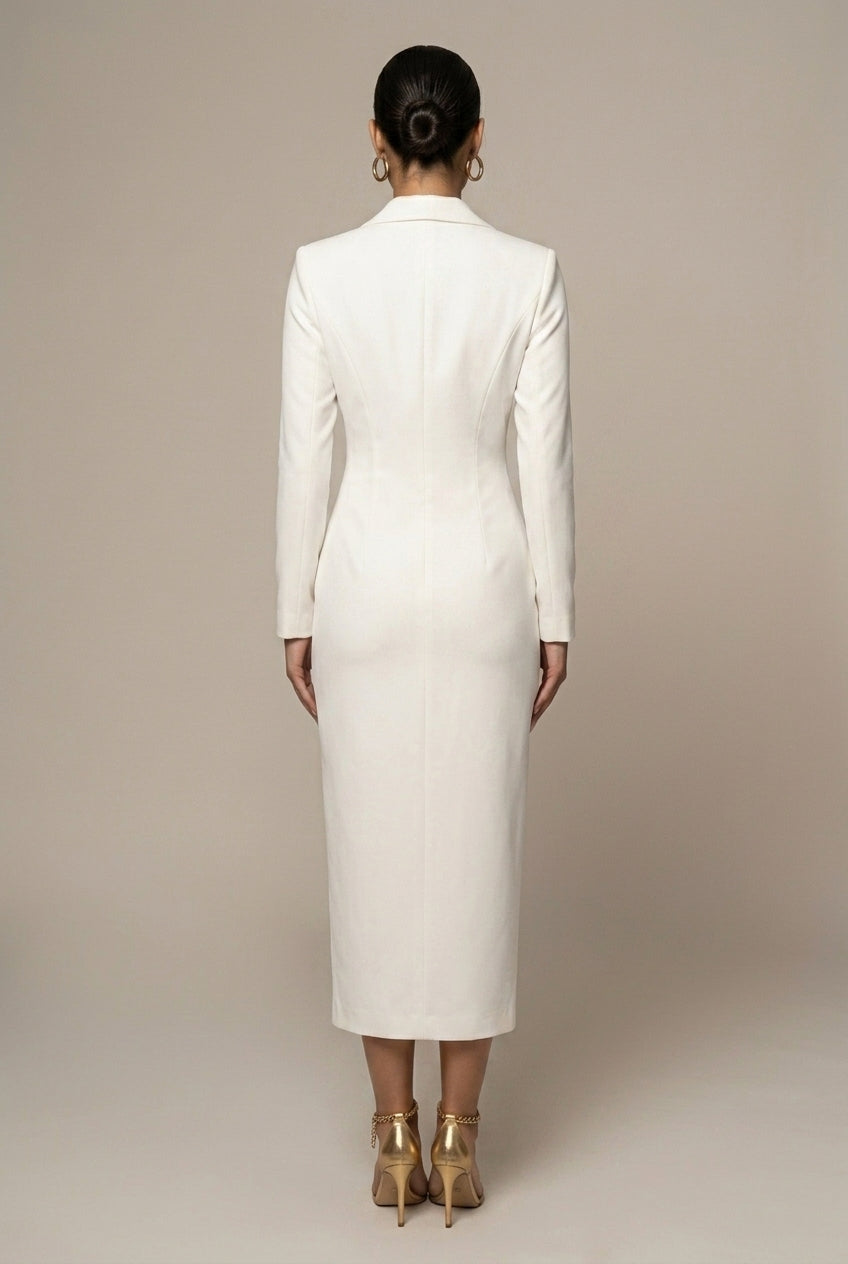 Deborah single breasted blazer midi dress - back view