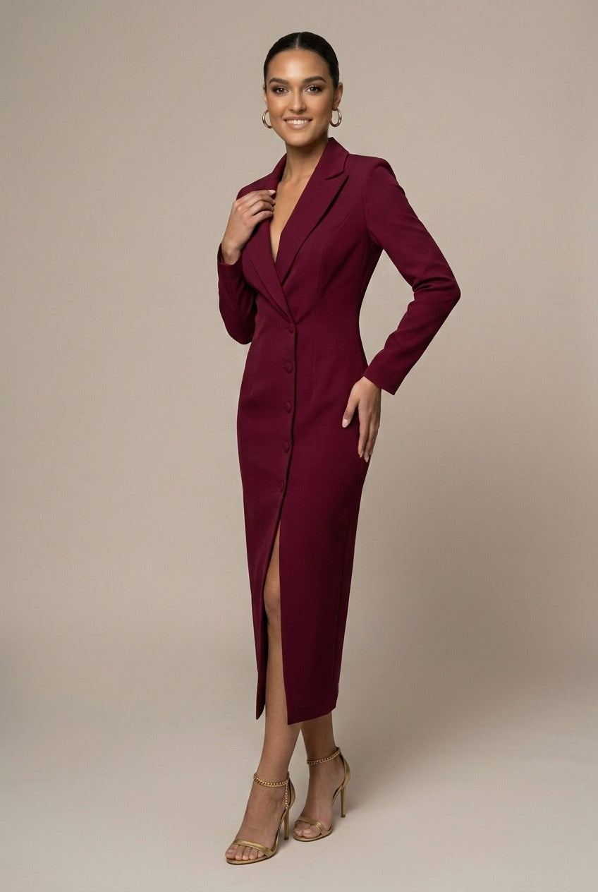 Deborah single breasted blazer midi dress - fabric detail