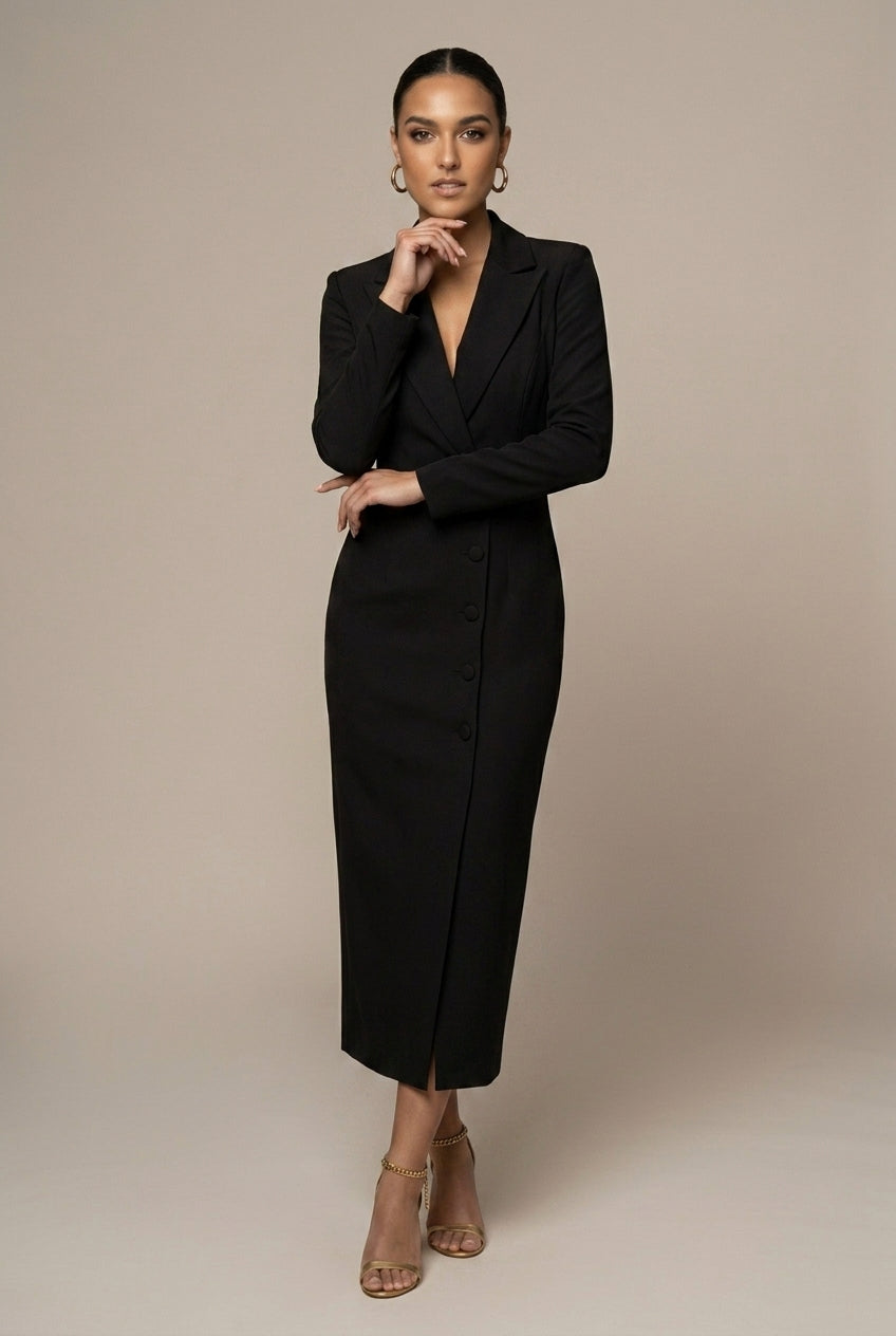 Deborah single breasted blazer midi dress - styled outfit