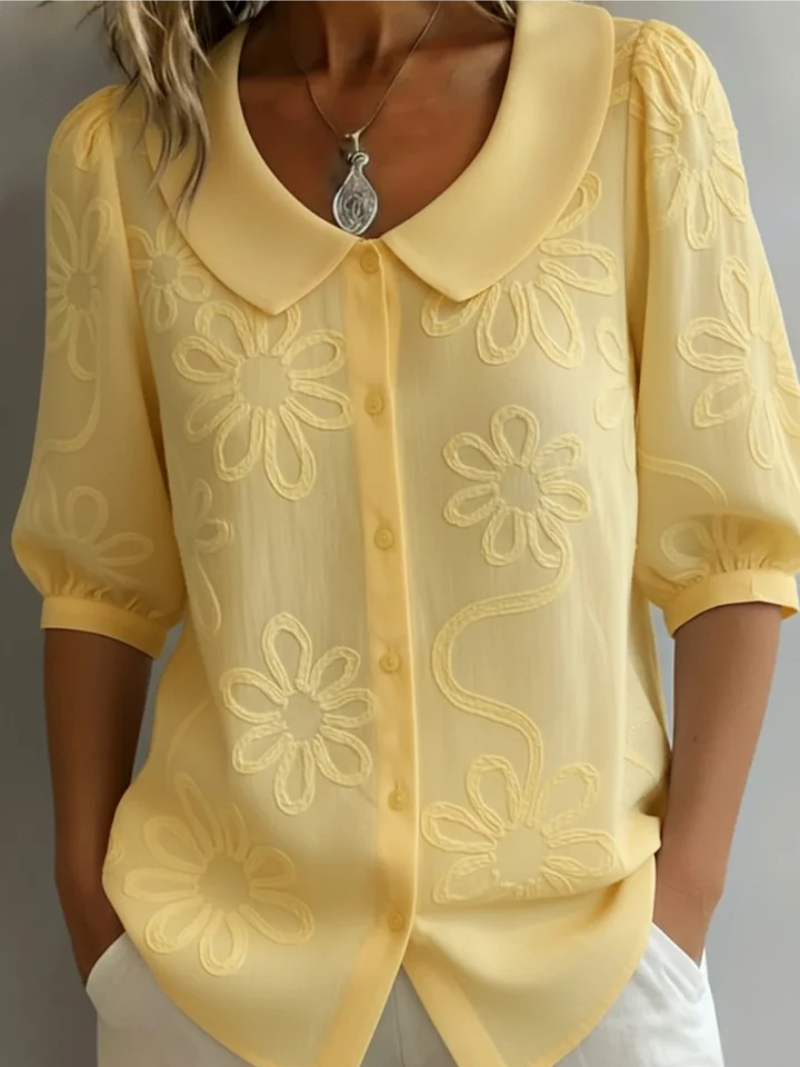 Dorothea embroidered floral crop top - front view