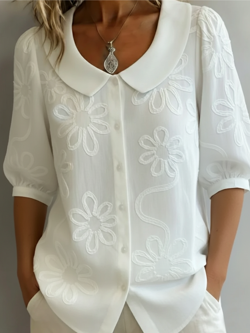 Dorothea embroidered floral crop top - back view