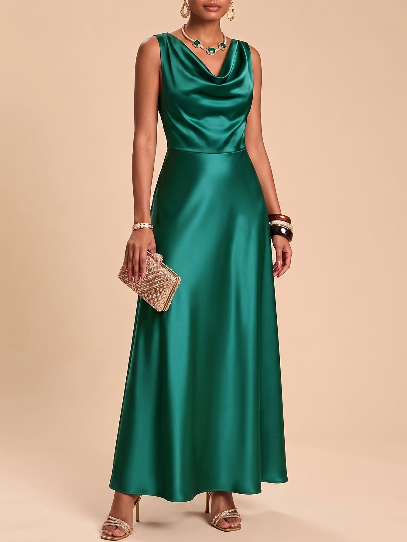 Eliza pencil evening gown v-neck - front view