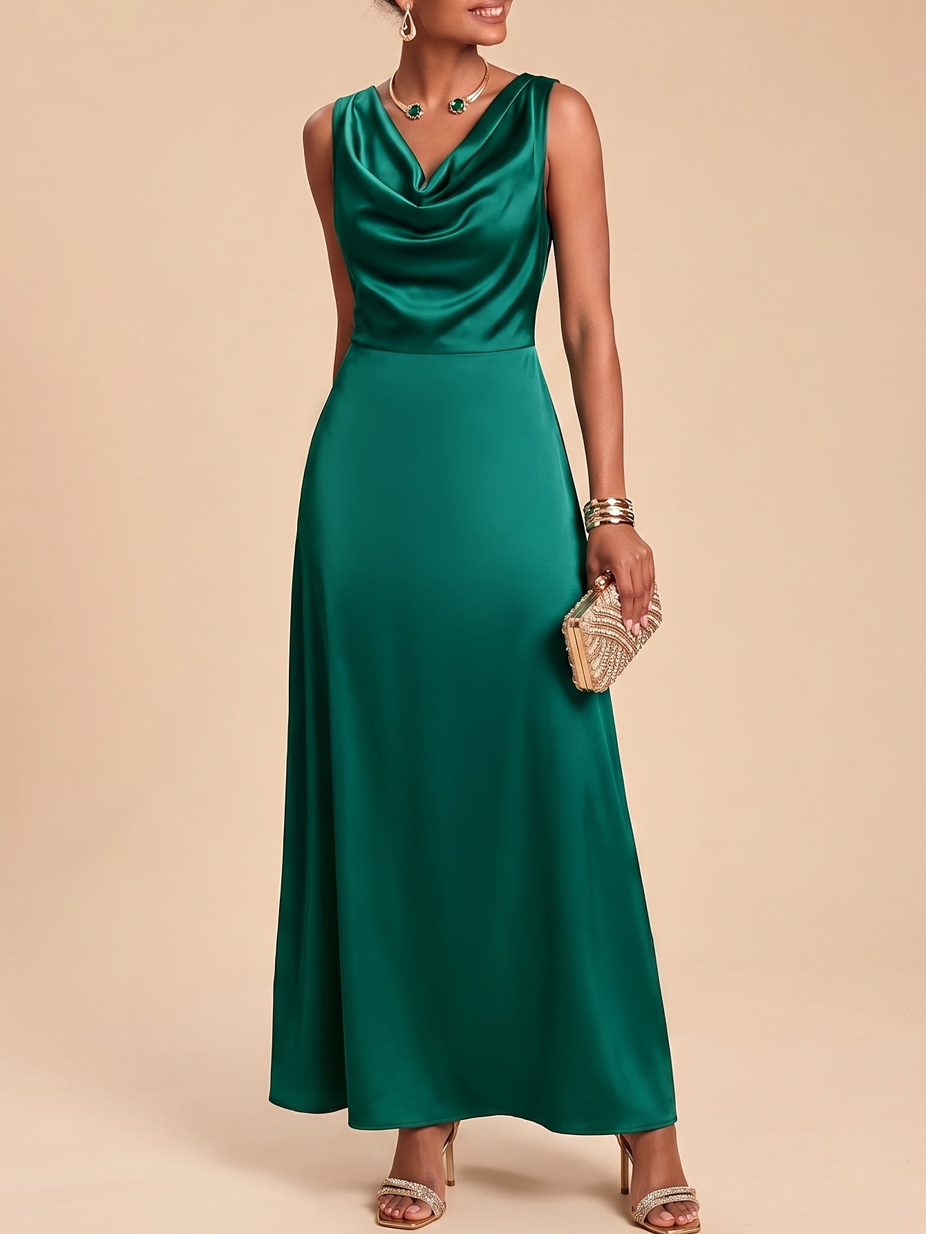 Eliza pencil evening gown v-neck - side view