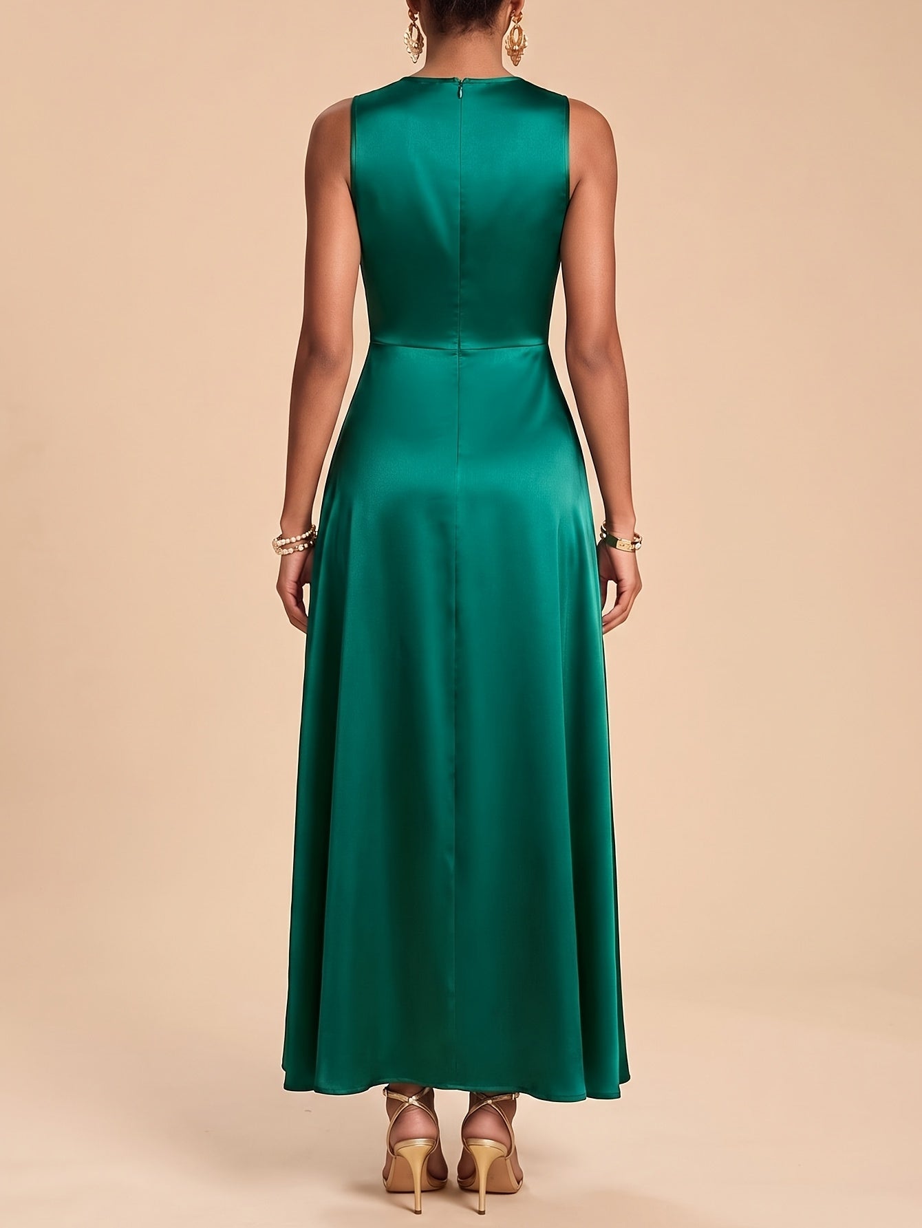 Eliza pencil evening gown v-neck - back view