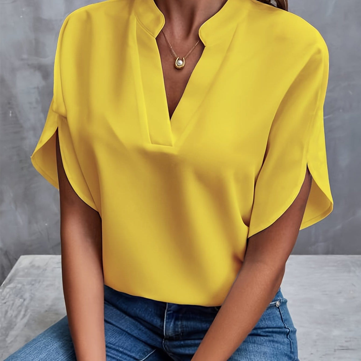 Elspeth draped linen shirt - styled view